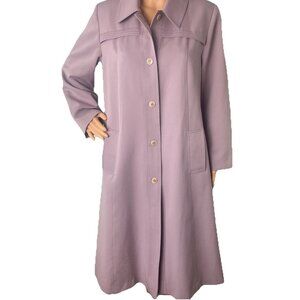 Vtg Classic Women’s Overcoat Dusky Rose Mauve Sz 14 Made in Hong Kong No Belt